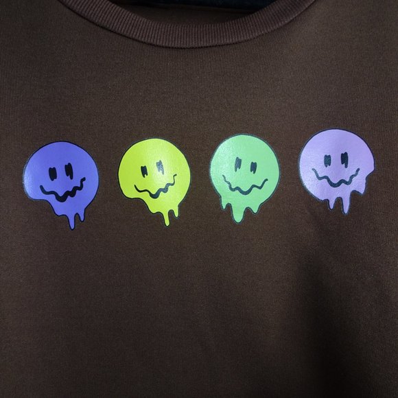 Shein Curve Smiley Face Crewneck Sweatshirt - Picture 3 of 5